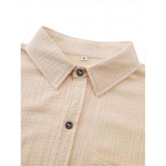 Men Linen/Bohemian Style Short Sleeve Shirt for Men, Summer Apparel for Men - Picture 4 of 8